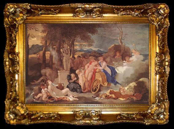 framed  Sebastien Bourdon Bacchus and Ceres with Nymphs and Satyrs, ta009-2